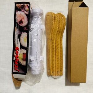NEW Professional Sushi Mold Maker Roller & 6-Piece Wooden Spoon Utensil set
